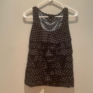White House Black Market Size Medium Summer Top. Black with white polka dots.